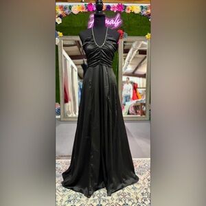 Black Ruched Bodice Maxi Dress